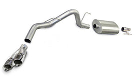 Corsa Performance 3.0 Inch Cat-Back Sport Single Side Exit Exhaust 4.0 Inch Polished Tips 11-14 Ford F150 EcoBoost 3.5L V6 Turbo 144.5/156.5/163.1 Inch Wheelbase Stainless Steel (14392)