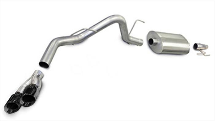 Corsa Performance 3.0 Inch Cat-Back Sport Single Side Exit Exhaust 4.0 Inch Black Tips 11-14 Ford F150 EcoBoost 3.5L V6 144.5/156.5/163.1 Inch Wheelbase Stainless Steel (14392BLK)