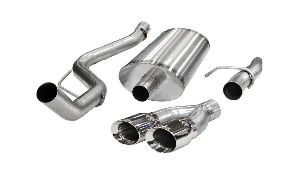 Corsa Performance 3.0 Inch Cat-Back Sport Single Side Exit Exhaust 4.0 Inch Polished Tips 11-14 Ford F150 5.0L V8 144.5/156.5/163.1 Inch Wheelbase Stainless Steel (14393)