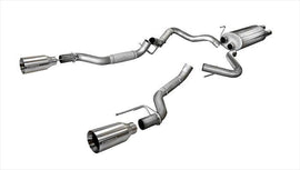 Corsa Performance 3.0 Inch Cat-Back Sport Dual Rear Exhaust 5 Inch Satin Polished Tips 17-Present Ford F150 Raptor EcoBoost 3.5L V6 Turbo SuperCab 133.0 Inch/SuperCrew 145 Inch Wheelbase Stainless Steel (14397)