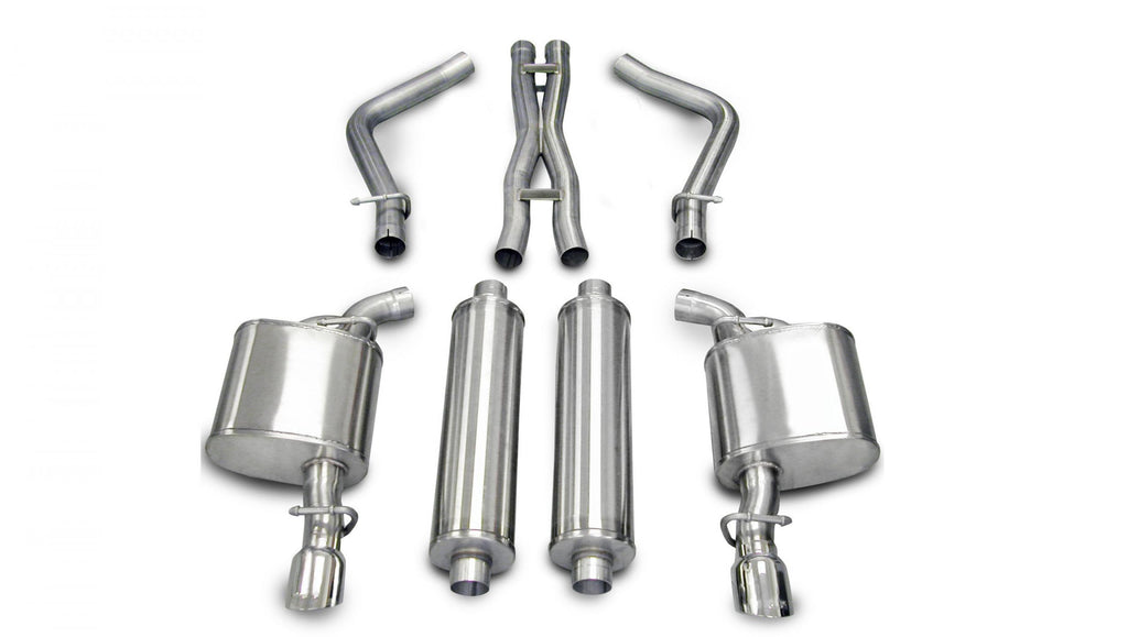 Corsa Performance 2.5 Inch Cat-Back Xtreme Dual Rear Exhaust 3.5 Inch Polished Tips (No Tow Hitch) 05-10 Chrysler 300 R/T/Dodge Charger R/T/Magnum R/T 5.7L V8 Stainless Steel (14439)