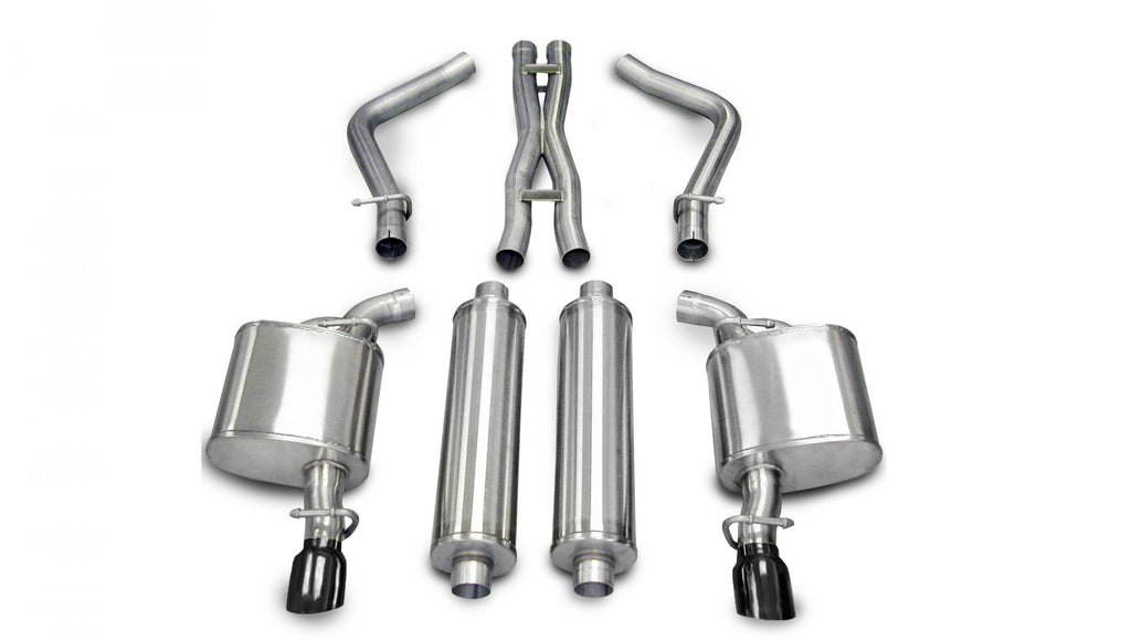Corsa Performance 2.5 Inch Cat-Back Xtreme Dual Rear Exhaust 3.5 Inch Black Tips (No Tow Hitch) 05-10 Chrysler 300 R/T/Dodge Charger R/T/Magnum R/T 5.7L V8 Stainless Steel (14439BLK)