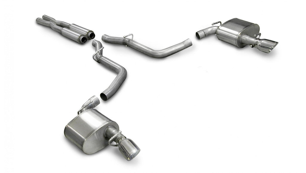 Corsa Performance 2.75 Inch Cat-Back Extreme Dual Exhaust 4.0 Inch Polished Tips (No Tow Hitch) 05-10 Chrysler 300 SRT-8/Dodge Charger SRT-8/Dodge Magnum SRT-8 6.1L V8 Stainless Steel (14440)