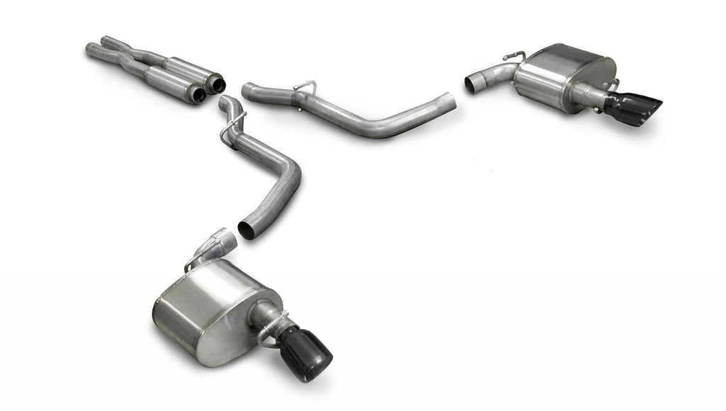 Corsa Performance 2.75 Inch Cat-Back Extreme Dual Exhaust 4.0 Inch Black Tips (No Tow Hitch) 05-10 Chrysler 300 SRT-8/Dodge Charger SRT-8/Dodge Magnum SRT-8 6.1L V8 Stainless Steel (14440BLK)