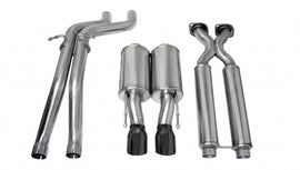 Corsa Performance 2.5 Inch Cat-Back Sport Dual Center Exhaust 4.0 Inch Black Tips 06-10 Jeep Grand Cherokee SRT-8 6.1L V8 (Factory Hitch) Stainless Steel (14451BLK)
