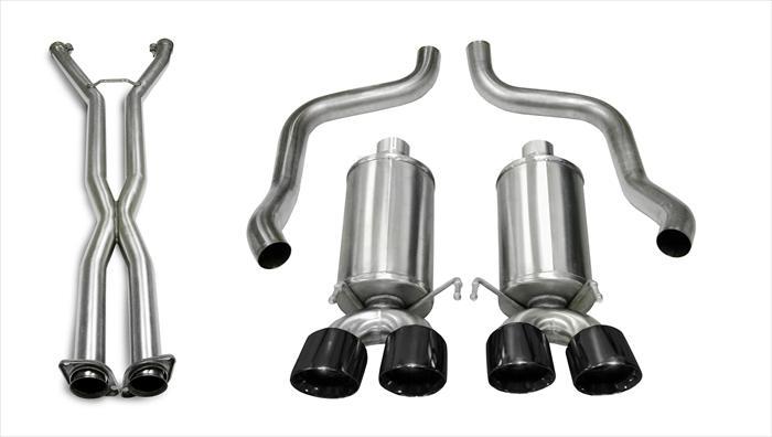 Corsa Performance 2.5 Inch Cat-Back Xtreme Dual Exhaust Black 3.5 Inch Tips 05-08 Corvette C6 Manual/A4 Auto Trans 6.0L/6.2L Stainless Steel (14469CB4BLK)