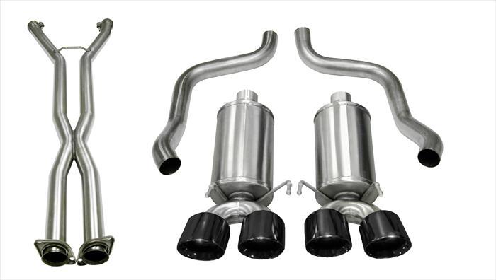 Corsa Performance 2.5 Inch Cat-Back Xtreme Dual Exhaust Black 3.5 Inch Tips 09-13 C6 Corvette 6.2L Stainless Steel (14470CBBLK)