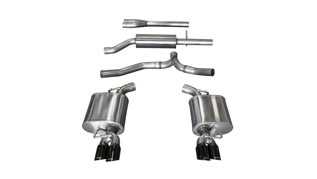 Corsa Performance 2.5 Inch Cat-Back Sport Dual Rear Exhaust 3.0 Inch Black Tips 11-14 Dodge Charger 3.6L V6 Stainless Steel (14474BLK)