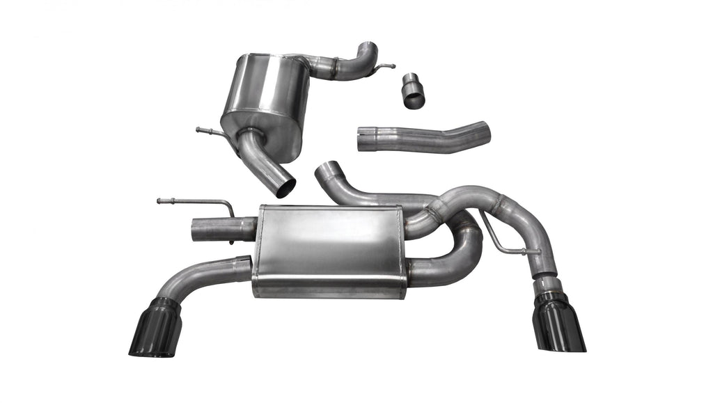 Corsa Performance 3.0 Inch Cat-Back Touring Dual Rear Exhaust 4.0 Inch Black Tips 10-14 Volkswagen GTI Mk6, 2.0T Stainless Steel (14491BLK)