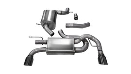 Corsa Performance 3.0 Inch Cat-Back Touring Dual Rear Exhaust 4.0 Inch Black Tips 10-14 Volkswagen GTI Mk6, 2.0T Stainless Steel (14491BLK)