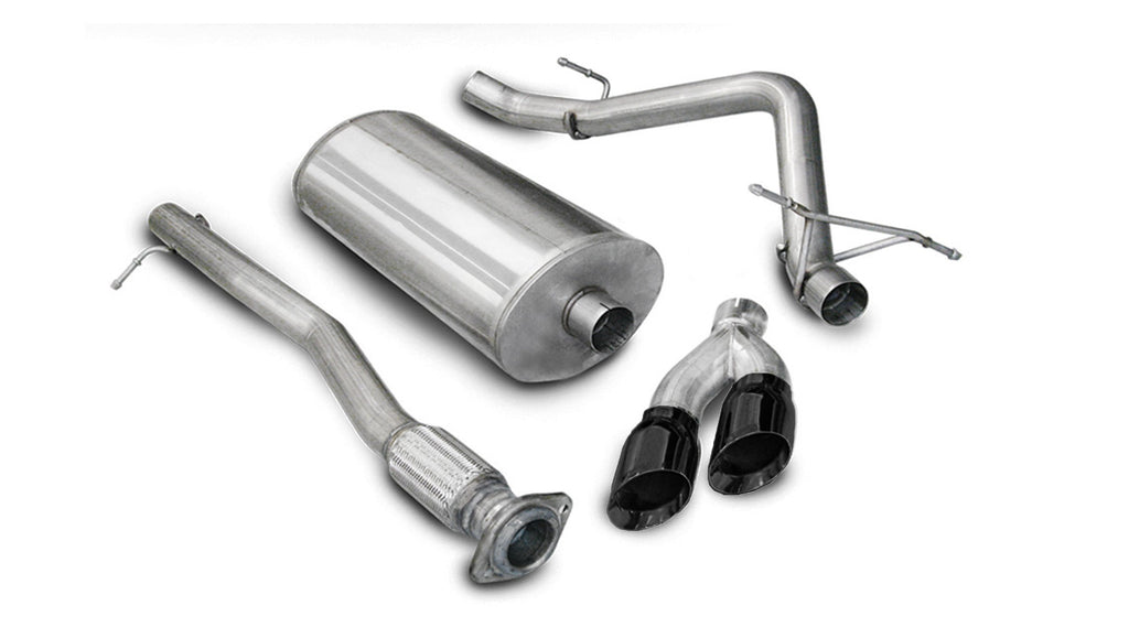 Corsa Performance 3.0 Inch Cat-Back Sport Single Side Exhaust 4.0 Inch Black Tips 10 Silverado/Sierra Denali 1500 6.2L V8 143.5 Inch WB Stainless Steel (14518BLK)