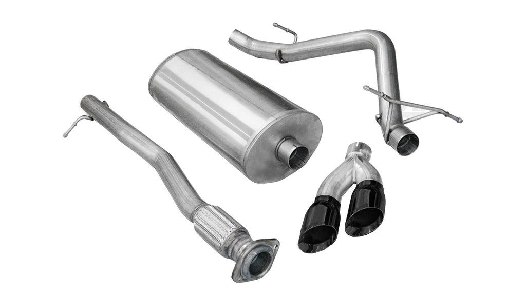 Corsa Performance 3.0 Inch Cat-Back Sport Single Side Exhaust 4.0 Inch Black Tips 11-13 Silverado/Sierra Denali 1500 6.2L V8 143.5 Inch WB Stainless Steel (14523BLK)