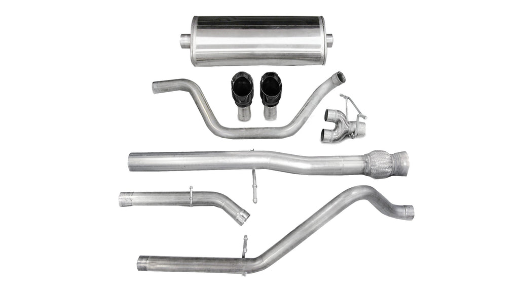 Corsa Performance 3.0 Inch Cat-Back Dual Rear Exit with Single 4.0 Inch Black PVD Pro-Series Tips (14524BLK)
