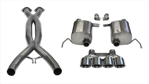 Corsa Performance 2.75 Inch Valve-Back + X-Pipe Dual Rear Exit with Quad 4.5 Inch Polished Pro-Series Tips 2014-2019 Chevrolet Corvette C7 (14762CB)