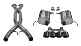 Corsa Performance 2.75 Inch Valve-Back Xtreme Plus Exhaust w/X-Pipe Dual Rear Exit Quad 4.5 Inch Black Tips 14-Present Chevy C7 Corvette Plus Grand Sport 6.2L V8 Stainless Steel (14762CBBLK)