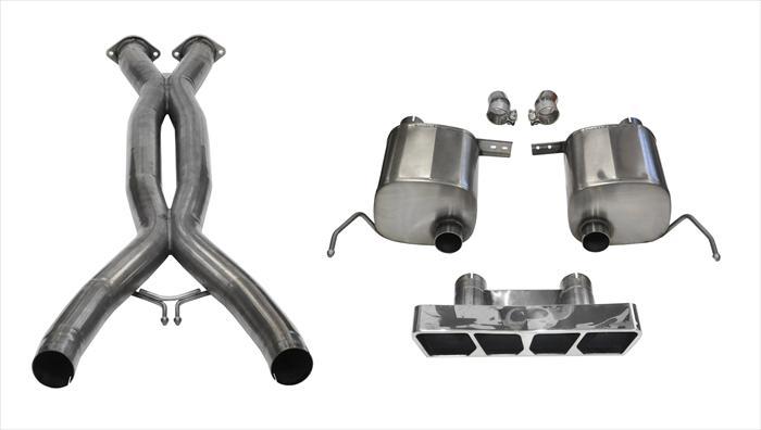 Corsa Performance 3.0 Double X-Pipe and 2.75 Inch Valve-Back Dual Rear Exit with Polygon InchTail Light Inch Polished Tips (14763CB)
