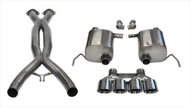 Corsa Performance 2.75 Inch Valve-Back Sport Exhaust w/X-Pipe Dual Rear Exit Quad 4.5 Inch Polished Tips 14-Present Chevy C7 Corvette Plus Grand Sport 6.2L V8 Stainless Steel (14764CB)