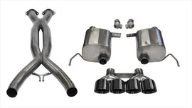 Corsa Performance 2.75 Inch Valve-Back Sport Exhaust w/X-Pipe Dual Rear Exit Quad 4.5 Inch Black Tips 14-Present Chevy C7 Corvette Plus Grand Sport 6.2L V8 Stainless Steel (14764CBBLK)