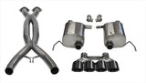 Corsa Performance 2.75 Inch Valve-Back Sport Exhaust w/X-Pipe Dual Rear Exit Quad 4.5 Inch Black Tips 14-Present Chevy C7 Corvette Plus Grand Sport 6.2L V8 Stainless Steel (14764CBBLK)