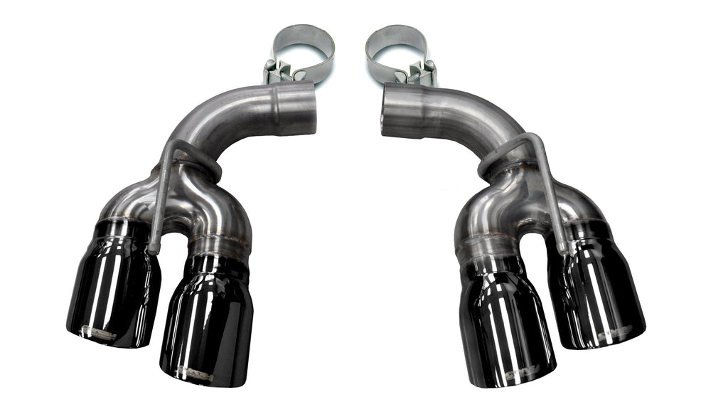 Corsa Performance Two Twin 4.0 Inch Black Tips Clamps Included Dual Rear Exit For Camaro SS/ZL1 Exhaust Only Stainless Steel (14774BLK)
