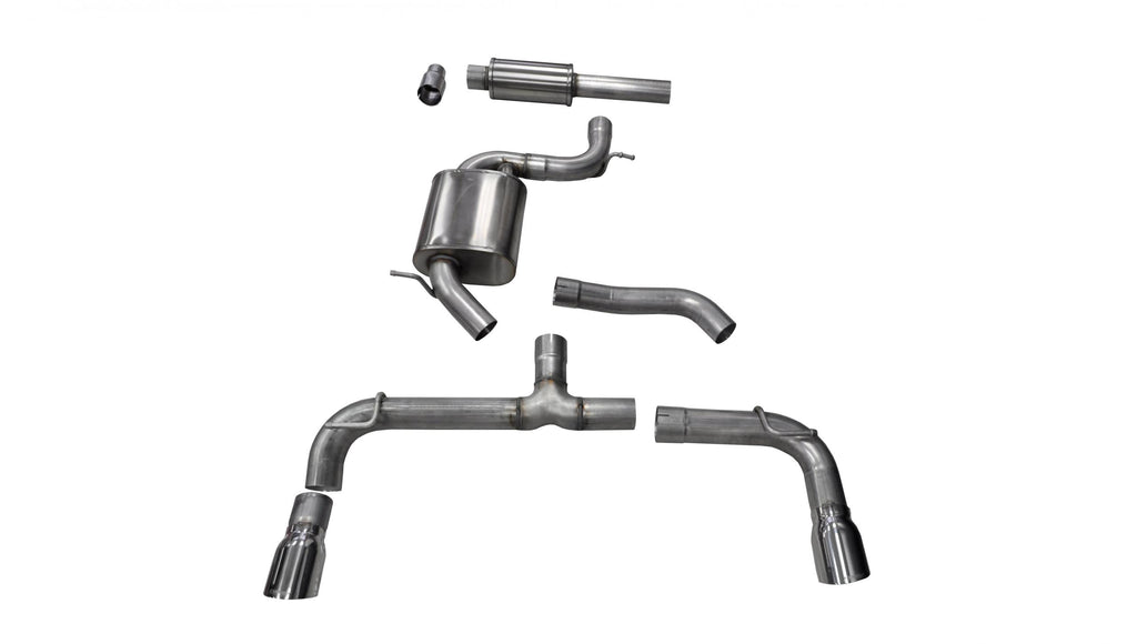 Corsa Performance 3.0 Inch Cat-Back Sport Dual Rear Exhaust 4.0 Inch Polished Tips 14-Present Volkswagen Golf GTI Mk7 2.0T Stainless Steel (14834)