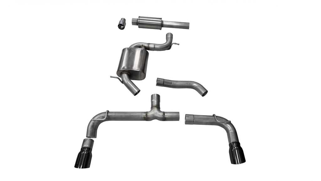 Corsa Performance 3.0 Inch Cat-Back Sport Dual Rear Exhaust 4.0 Inch Black Tips 14-Present Volkswagen Golf GTI Mk7 2.0T Stainless Steel (14834BLK)