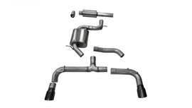 Corsa Performance 3.0 Inch Cat-Back Sport Dual Rear Exhaust 4.0 Inch Black Tips 14-Present Volkswagen Golf GTI Mk7 2.0T Stainless Steel (14834BLK)