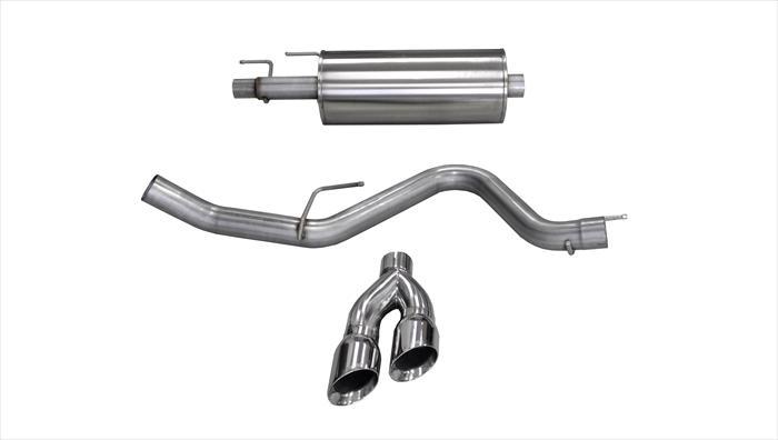 Corsa Performance 3.0 Inch Cat-Back Sport Single Side Exit Exhaust 4.0 Inch Polished Tips 15-Present Ford F150 EcoBoost 3.5L V6 T/2.7L T SuperCab/SuperCrew 145/156.8/163.7 Inch WB Stainless Steel (14836)