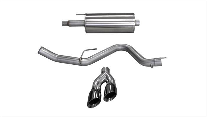 Corsa Performance 3.0 Inch Cat-Back Sport Single Side Exit Exhaust 4.0 Inch Black Tips 15-Present Ford F150 5.0L V8 SuperCab/SuperCrew 145/156.8/163.7 Inch WB Stainless Steel (14837BLK)