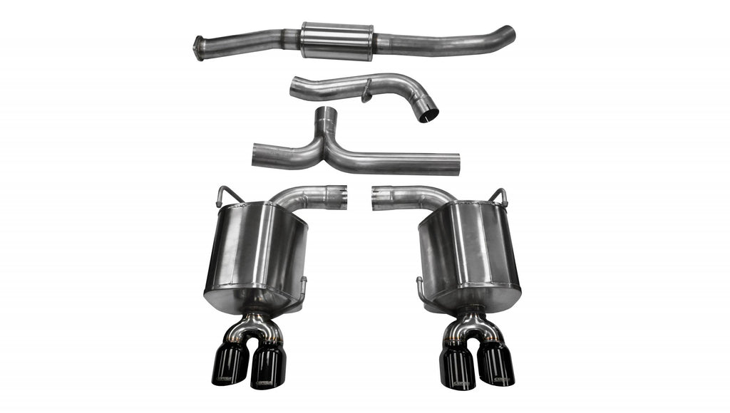 Corsa Performance 3.0 Inch Cat-Back Sport Dual Rear Exhaust 3.5 Inch Black Tips 11-14 Subaru Impreza STI/WRX Sedan 2.5L Turbo Stainless Steel (14863BLK)