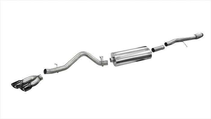 Corsa Performance 3.5 Inch Cat-Back Sport Single Side Exit Exhaust 4.5 Inch Black Tips 14-Present Silverado/Sierra 1500 Crew Cab/Double Cab/Standard/Short Bed 6.2L V8 153/143.5 Inch WB Stainless Steel (14866BLK)