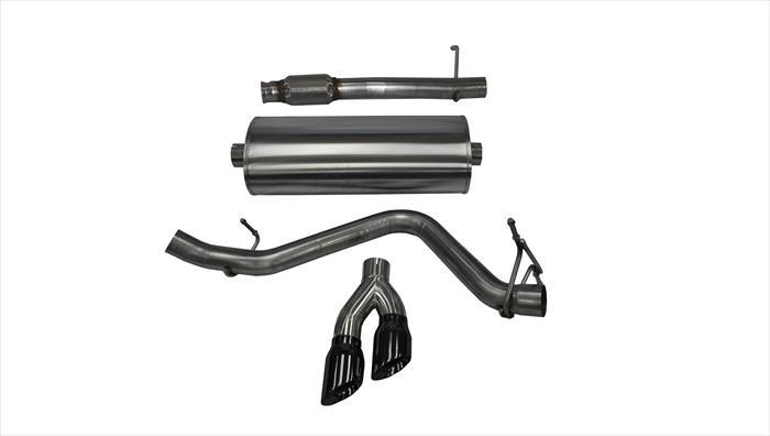 Corsa Performance 3.0 Inch Cat-Back Sport Single Side Exit Exhaust 4.0 Inch Black Tips 14-Present Silverado/Sierra 1500 Regular Cab/Long Bed 5.3L V8 133.0 Inch WB Stainless Steel (14872BLK)