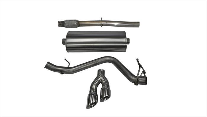 Corsa Performance 3.0 Inch Cat-Back Sport Single Side Exit Exhaust 4.0 Inch Polished Tips 14-Present Silverado/Sierra/Denali Crew/Double Cab/Short/Standard Bed 5.3L V8 143.5 Inch WB Stainless Steel (14873)