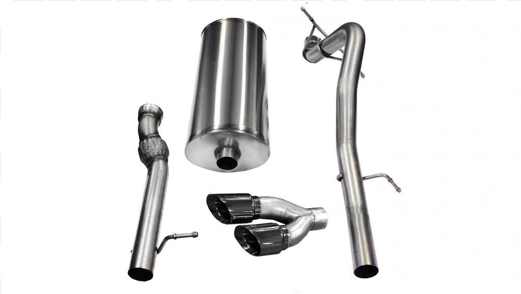 Corsa Performance 3.0 Inch Cat-Back Single Rear Exit with Twin 4.0 Inch Black PVD Pro-Series Tips (14884BLK)