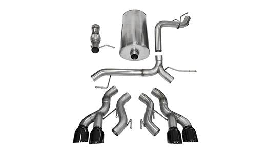 Corsa Performance 3.0 Inch Cat-Back Sport Dual Rear Exit Exhaust 4.5 Inch Black Tips 12-14 Cadillac Escalade DUB ESV 6.2L V8 Stainless Steel (14887BLK)