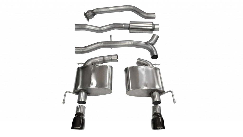 Corsa Performance 3.0 Inch Cat-Back Sport Dual Rear Exit Exhaust 4.0 Inch Black Tips 13-19 Cadillac ATS Sedan/Coupe Auto Trans 2.0L Turbo Stainless Steel (14888BLK)