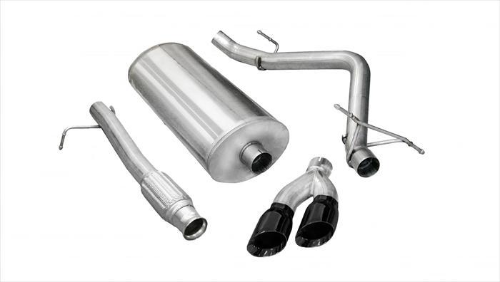 Corsa Performance 3.0 Inch Cat-Back Sport Single Side Exit Exhaust 4.0 Inch Black Tips 09-13 Silverado/Sierra 1500 Reg Cab/Long Bed/Ext Cab/Short Bed 4.8L/5.3L V8 133.0 Inch WB Stainless Steel (14900BLK)