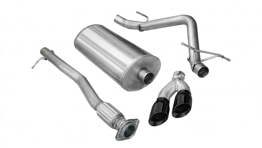 Corsa Performance 3.0 Inch Cat-Back Sport Single Side Exit Exhaust 4.0 Inch Black Tips 09 Silverado/Sierra 1500 Ext Cab/Standard Bed/Crew Cab/Short Bed 4.8L/5.3L/6.0L V8 143.5 Inch WB Stainless Steel (14904BLK)