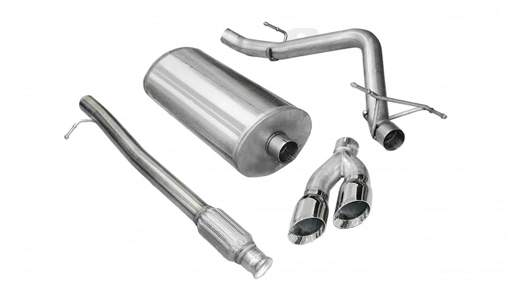 Corsa Performance 3.0 Inch Cat-Back Sport Single Side Exit Exhaust 4.0 Inch Polished Tips 10-13 Silverado/Sierra 1500 Crew Cab/Short Bed/Extended Cab/Standard Bed 4.8L/5.3L/6.0L V8 143.5 Inch WB Stainless Steel (14925)