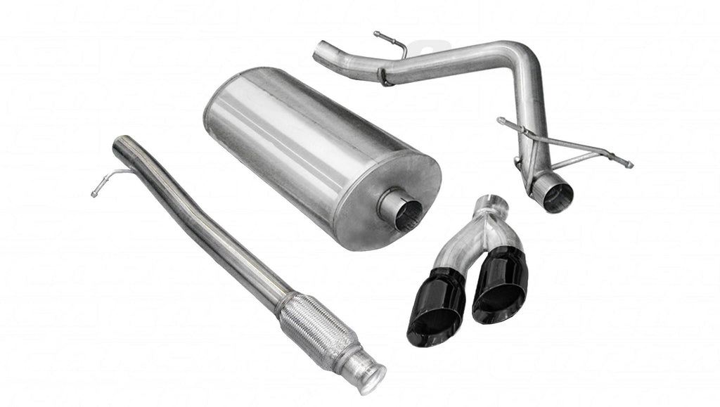 Corsa Performance 3.0 Inch Cat-Back Sport Single Side Exit Exhaust 4.0 Inch Black Tips 10-13 Silverado/Sierra 1500 Crew Cab/Short Bed/Extended Cab/Standard Bed 4.8L/5.3L/6.0L V8 143.5 Inch WB Stainless Steel (14925BLK)
