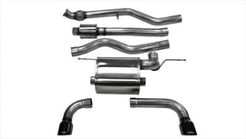 Corsa Performance 3.0 Inch Cat-Back Touring Dual Rear Exit Exhaust 3.5 Inch Black Tips 12-18 BMW 335i F30 Sedan RWD Stainless Steel (14937BLK)