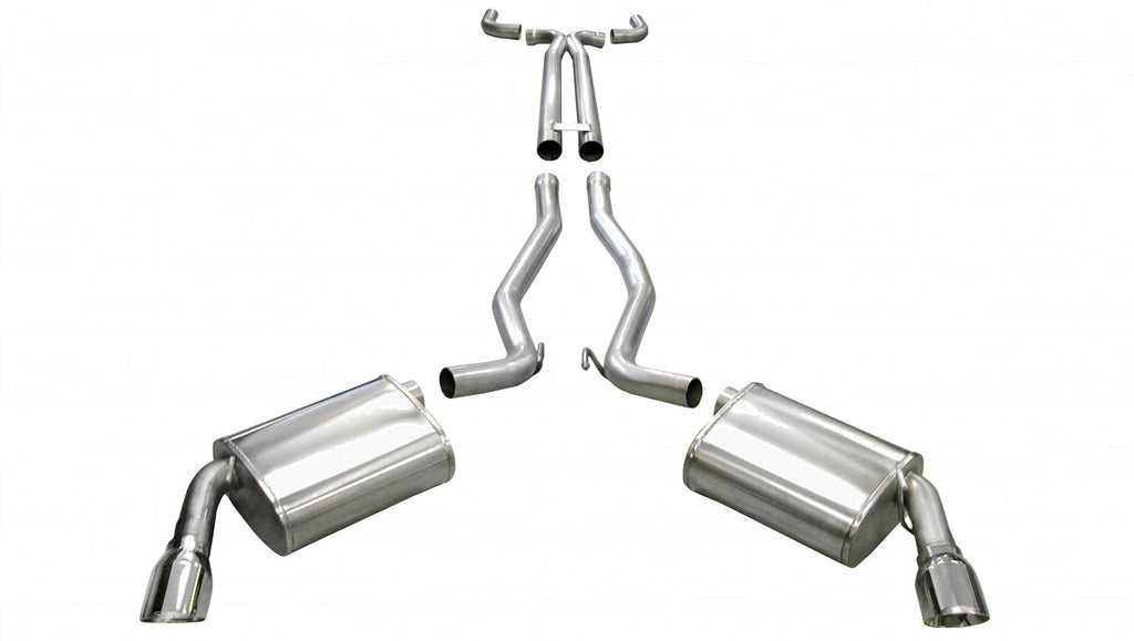 Corsa Performance 2.5 Inch Cat-Back Plus X-Pipe Sport Exhaust Dual Rear Exit 4.0 Inch Polished Tips 10-15 Chevrolet Camaro SS Coupe/Convertible Manual Trans 6.2L V8 Stainless Steel (14951)
