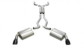 Corsa Performance 2.5 Inch Cat-Back Plus X-Pipe Sport Exhaust Dual Rear Exit 4.0 Inch Black Tips 10-15 Chevrolet Camaro RS Coupe/Convertible 3.6L V6 Stainless Steel (14953BLK)