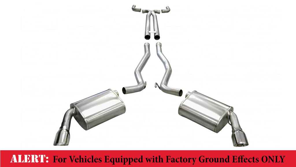 Corsa Performance 2.5 Inch Cat-Back Plus X-Pipe Sport Exhaust Dual Rear Exit 3.5 Inch Polished Tips 10-13 Chevrolet Camaro SS Coupe/Convertible Manual Trans 6.2L V8 Factory Ground Effects Only Stainless Steel (14954)