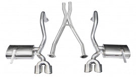 Corsa Performance 2.5 Inch Cat-Back Plus X-Pipe Xtreme Exhaust Dual Rear Exit 4.0 Inch Polished Tips 97-04 Chevy Corvette C5 Plus Z06 5.7L V8 Stainless Steel (14962)