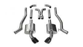 Corsa Performance 3.0 Inch Cat-Back Plus X-Pipe Xtreme Exhaust Dual Rear Exit 4.5 Inch Black Tips 10-15 Chevrolet Camaro SS Coupe Manual Trans 6.2L V8 Stainless Steel (14968BLK)