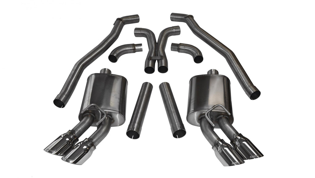 Corsa Performance 3.0 Inch Cat-Back Plus X-Pipe Sport Exhaust Dual Rear Exit 4.0 Inch Polished Tips 12-15 Chevrolet Camaro ZL1 Coupe 6.2L V8 Stainless Steel (14971)