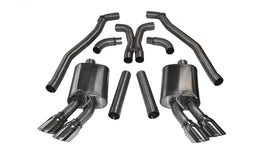 Corsa Performance 3.0 Inch Cat-Back Plus X-Pipe Sport Exhaust Dual Rear Exit 4.0 Inch Polished Tips 12-15 Chevrolet Camaro ZL1 Coupe 6.2L V8 Stainless Steel (14971)