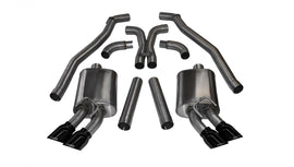 Corsa Performance 3.0 Inch Cat-Back Plus X-Pipe Sport Exhaust Dual Rear Exit 4.0 Inch Black Tips 12-15 Chevrolet Camaro ZL1 Coupe 6.2L V8 Stainless Steel (14971BLK)