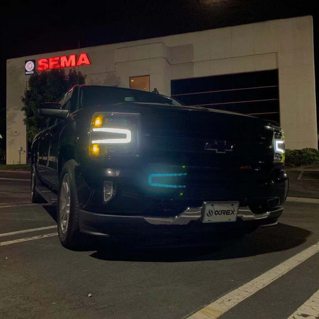 16-18 Chevrolet Silverado 1500 LUXX-Series LED Projector Headlights Alpha-Black